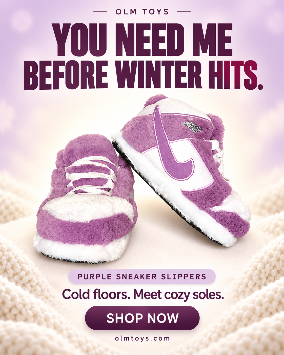 Purple Sneaker Slippers - winter static ad