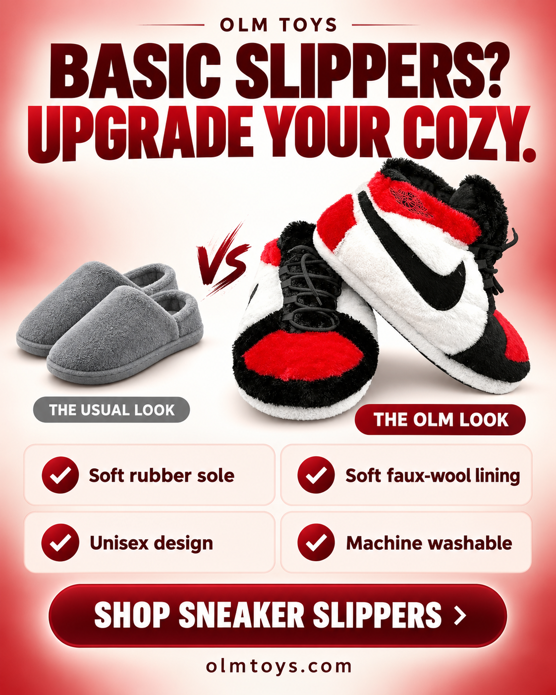 Red Sneaker Slippers - comparison static ad