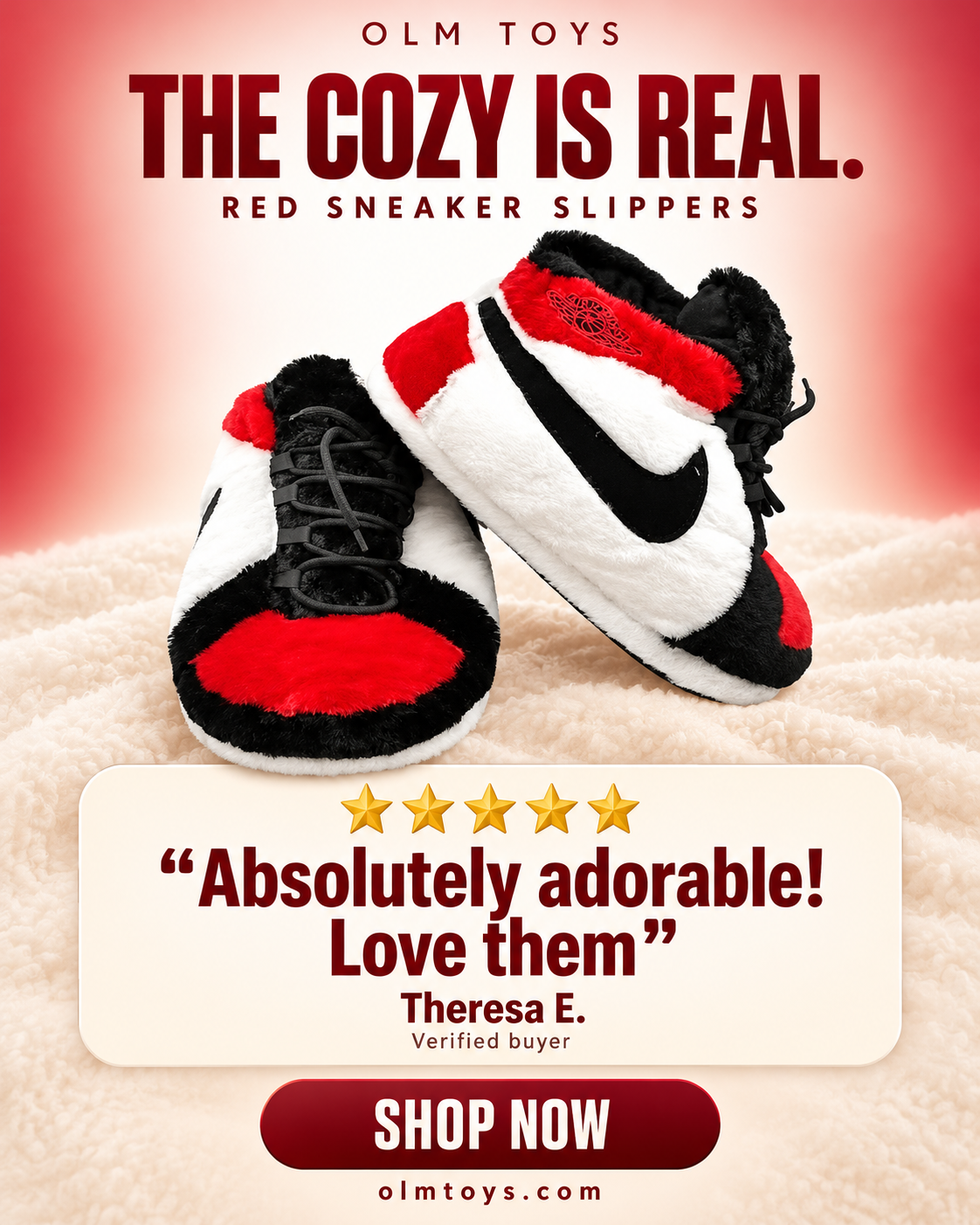 Red Sneaker Slippers - testimonial static ad