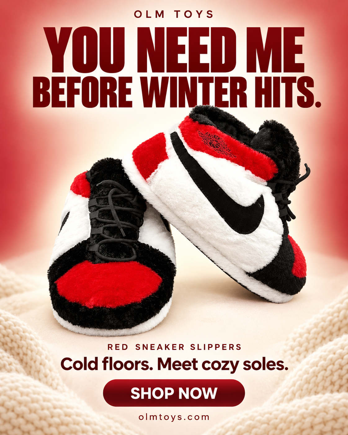 Red Sneaker Slippers - winter static ad