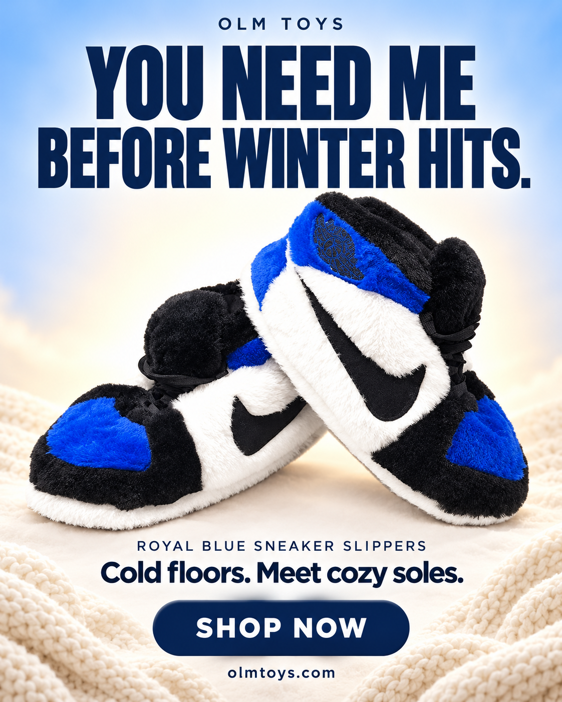 Royal blue Sneaker Slippers - winter static ad