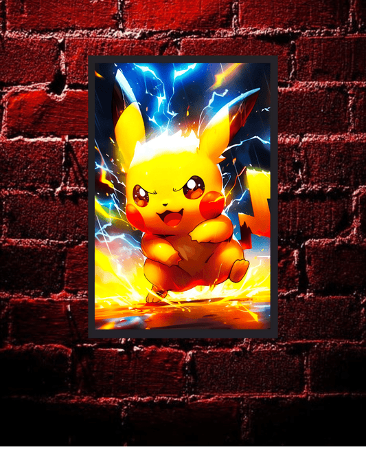 Pikachu,Pokémon , Anime Poster - , 12x16 Inch, Glossy Shine framed - Olm collectibles