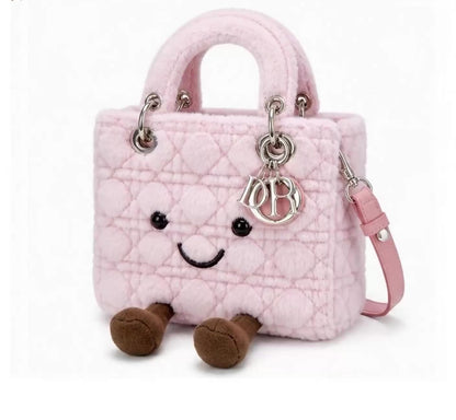 Fluffy Plush designer 
Lady O Bag - Pink