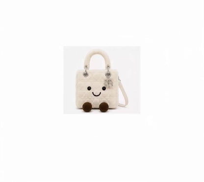 Fluffy Plush designer 
Lady O Bag- Cream