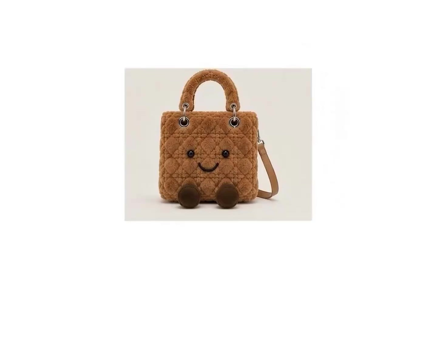 Fluffy Plush designer Lady O Bag - brown