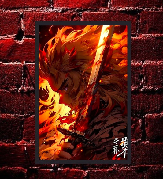 Rengoku ,flame hashira ,demon slayer Poster 12x16 Inch, Glossy Shine - Olm collectibles
