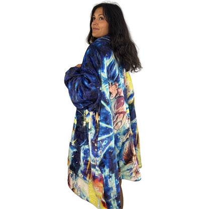 Ultra Instinct Vegeta&goku Oversized Blanket Hoodie – Dragon Ball Z Sherpa for unisex Adults & Kids - Olm collectibles