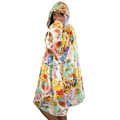 Winnie pooh & Friends Oversized Blanket Hoodie – Pastel Sherpa snuggle unisex Hoodie for Adults & Kids - Olm collectibles
