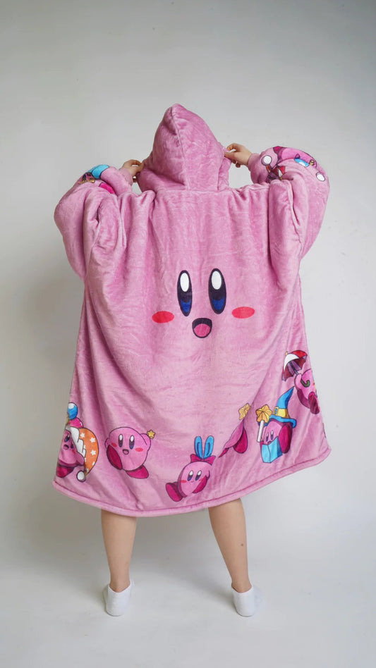 Anime Blanket Hoodie oversize snuggle Sherpa Kirby - Olm collectibles